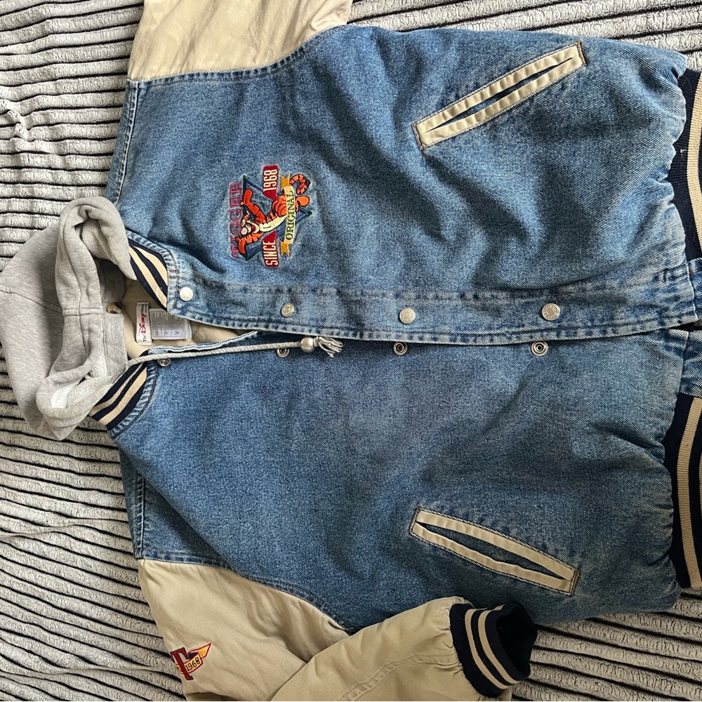 Disney Blue and Cream Varsity Jacket RARE Tigger